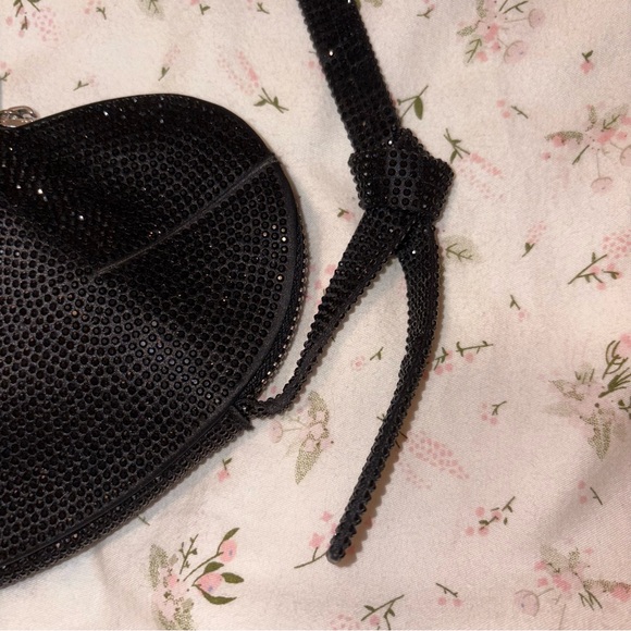 Black Heart-Shaped Evening Bag rhinestone sparkly zara - Picture 3 of 8